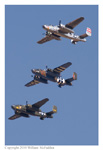 B-25 Mitchells 'Panchito', 'Axis Nightmare', & 'Wild Cargo' at Grimes Field, Urbana, Ohio, on April 16, 2010