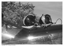 Helmets on P-51 Mustang at Rickenbacker Airport, Ohio, on September 29, 2007