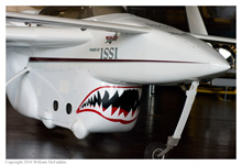 experimental aircraft Long-EZ 'Borealis' on static display at the National Museum of the Air Force on November 28, 2010; in 2008, this aircraft made the first manned flight of an aircraft powered by a pulse detonation engine