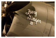 P-47D Thunderbolt 'Fiery Ginger IV' on static display at the National Museum of the Air Force on November 28, 2010
