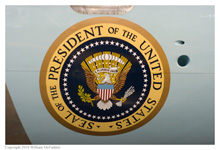 Presidential Aircraft VC-137C 'SAM 26000 / Air Force One' on static display at the National Museum of the Air Force on November 28, 2010; this aircraft served Presidents Kennedy, Johnson, Nixon, Carter, Reagan, Bush, and Clinton from 1962 throuth 1972